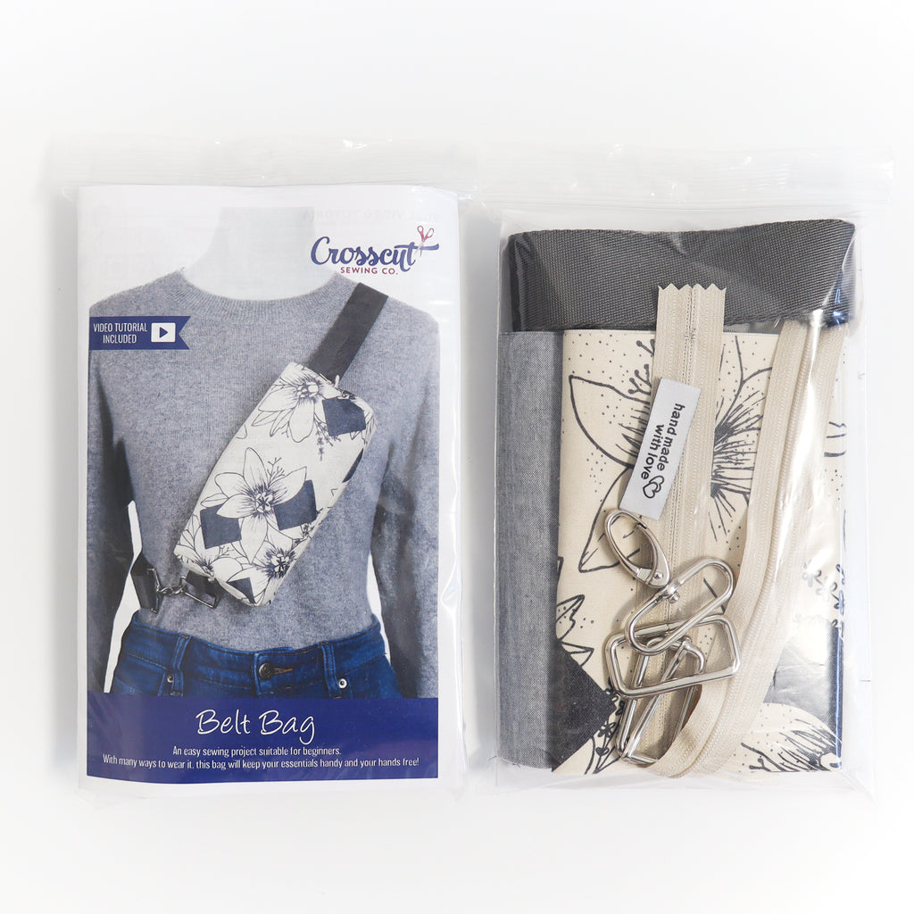 Belt Bag Sewing Kit - Supplies, Printed Pattern and Video Tutorial - Diamond Floral