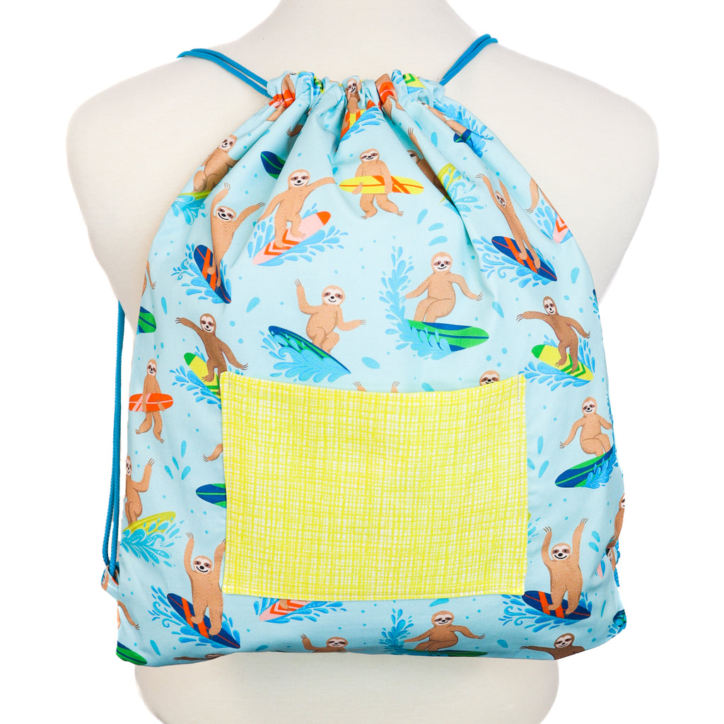 Drawstring Backpack Sewing Kit  - Surfing Sloths