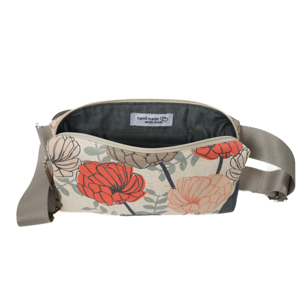 Belt Bag Sewing Kit - Supplies, Printed Pattern and Video Tutorial - Beige Floral