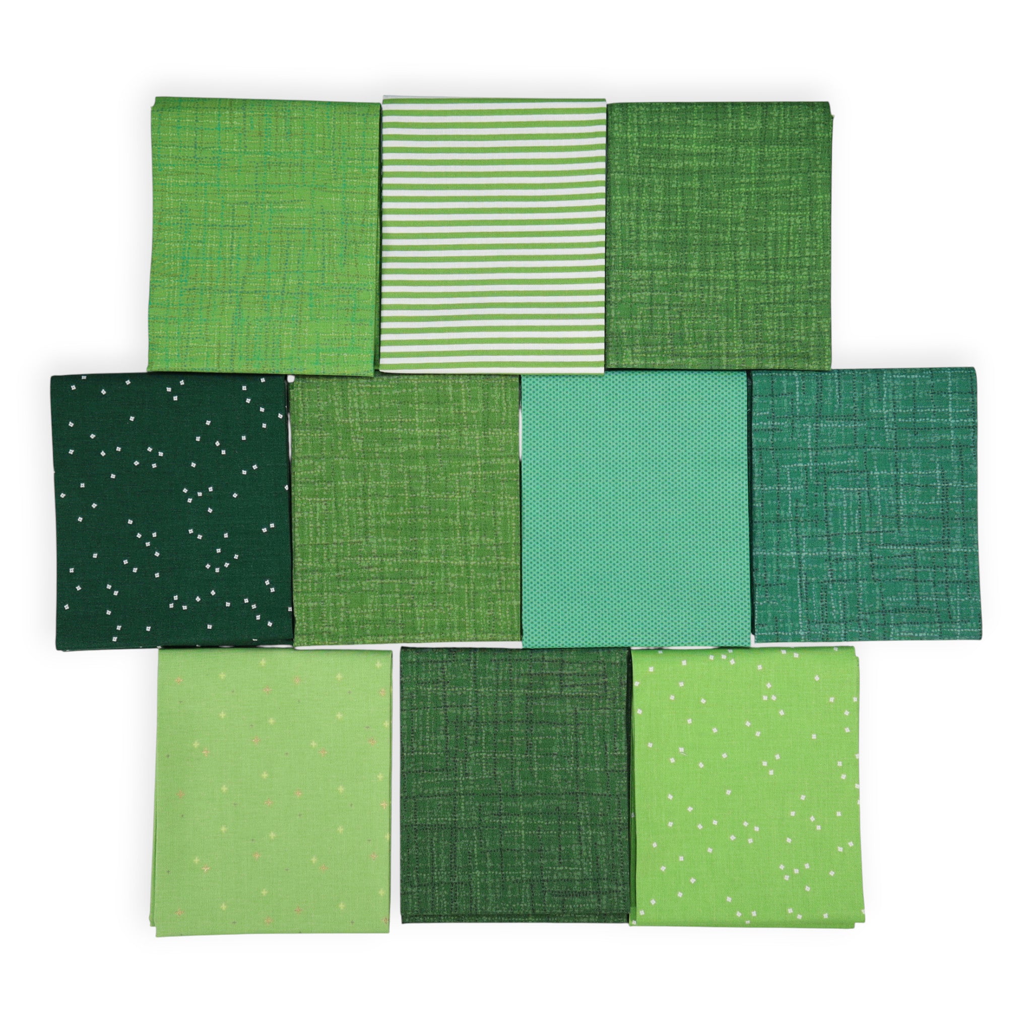 Green (10) Piece Fat Quarter Bundle