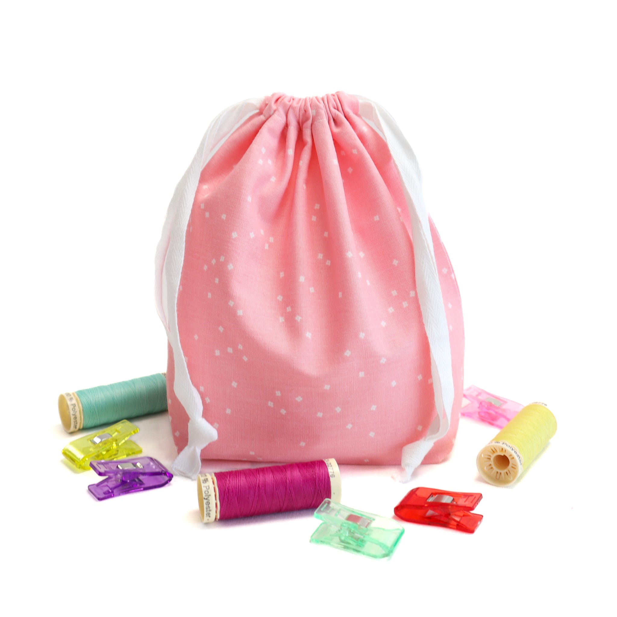 Drawstring Bag Kit - Light Pink Blossom- Makes 2 Bags