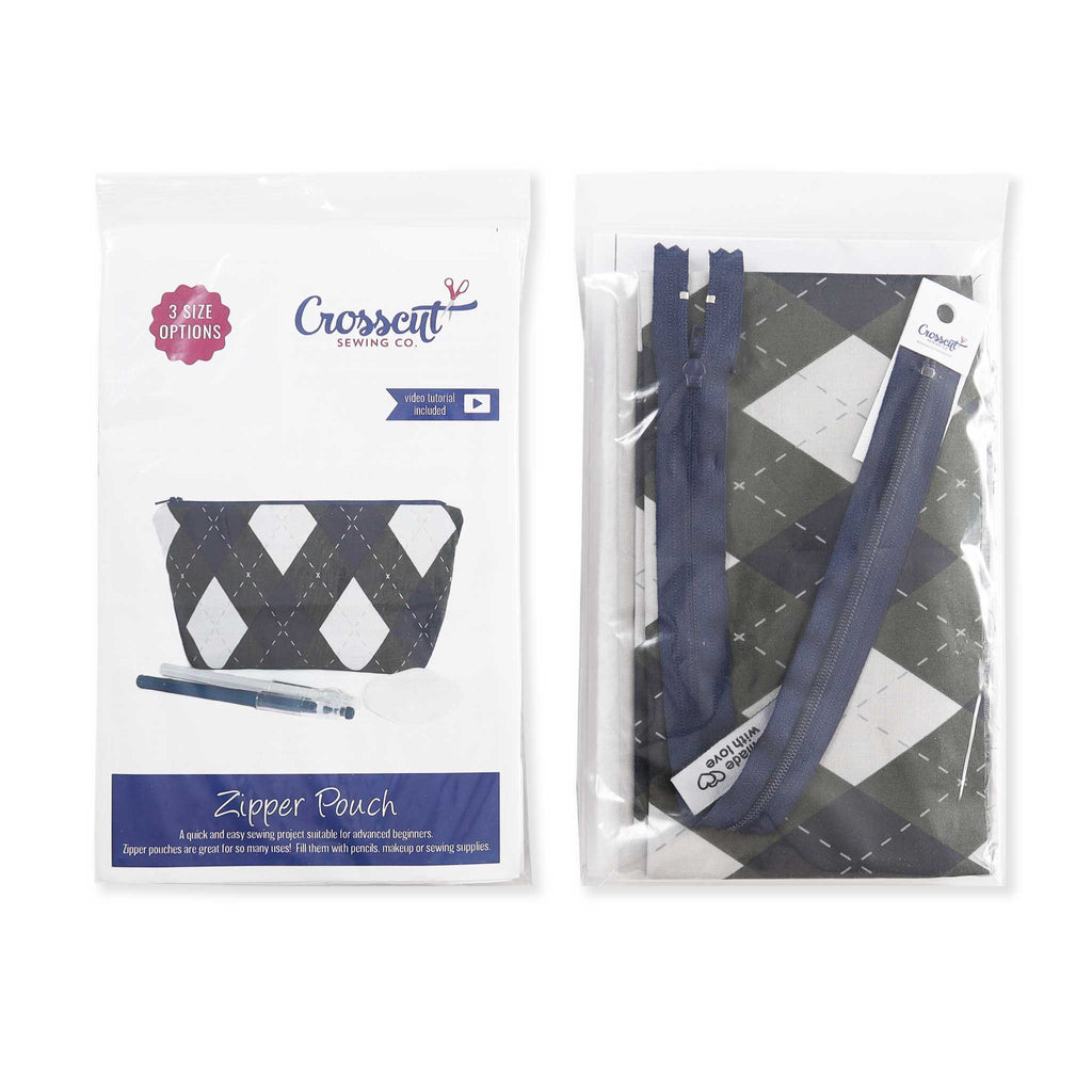 Zipper Pouch Sewing Kit - Argyle
