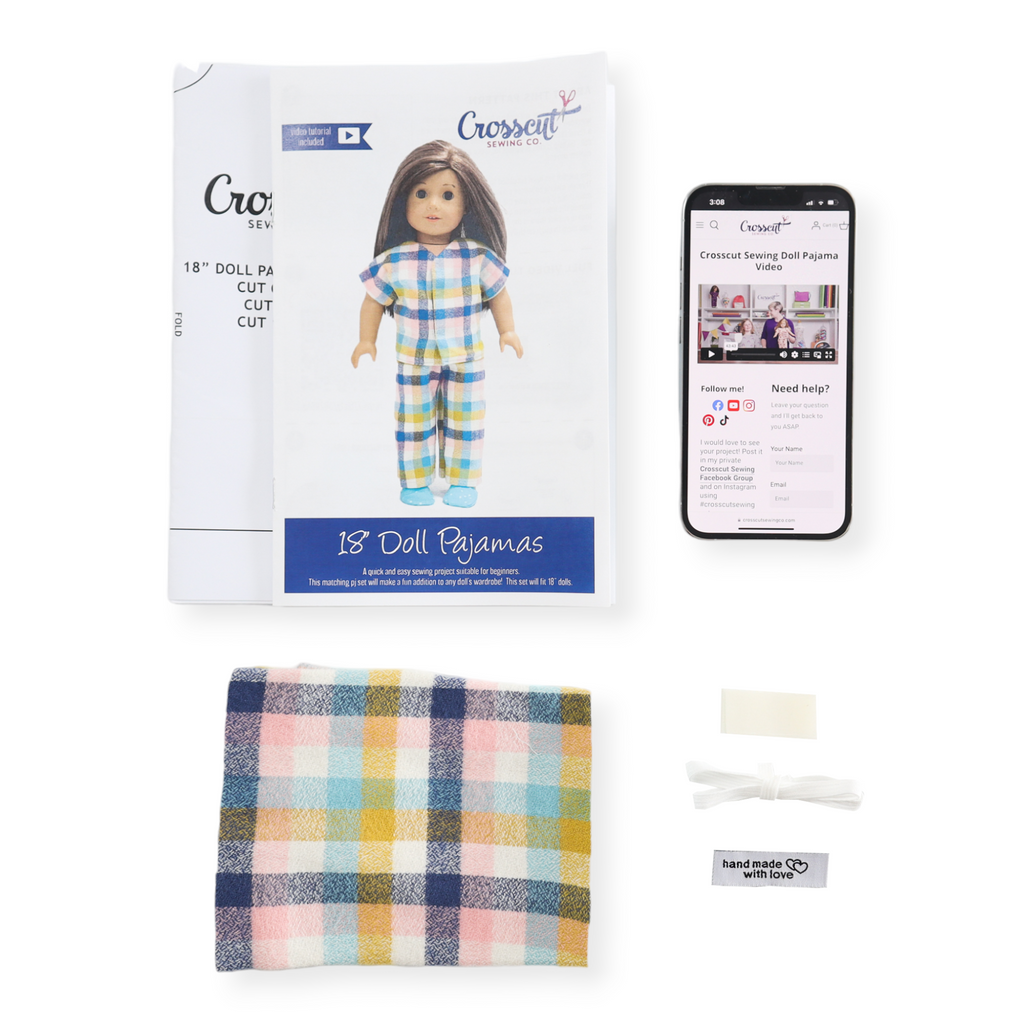 Doll Pajama Sewing Kit - Plaid Flannel