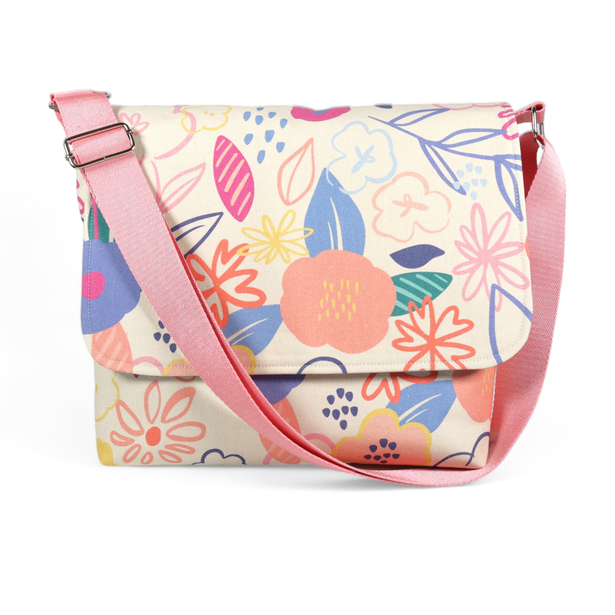 Messenger Bag Sewing Kit Floral Canvas