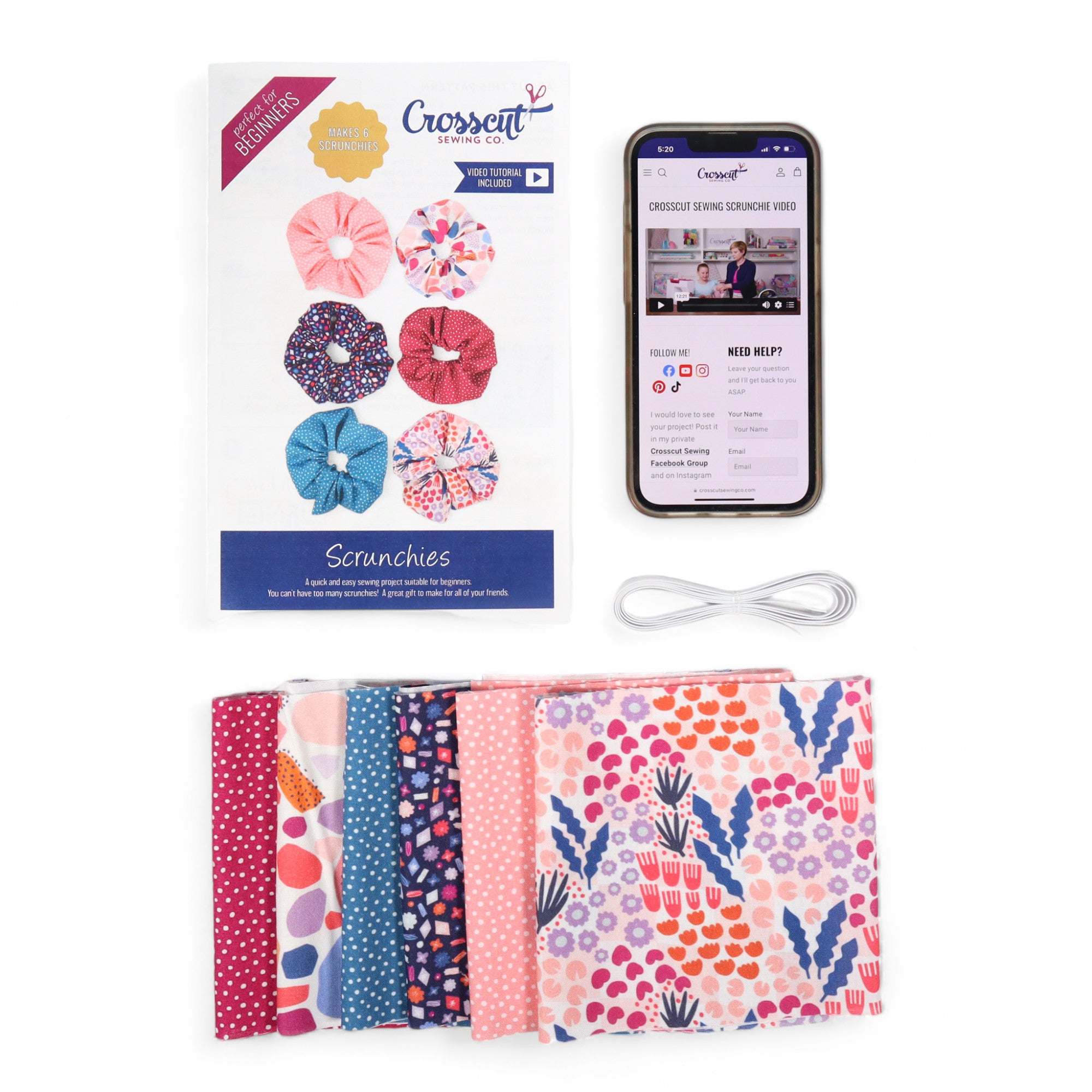 Crosscut Sewing Co. Scrunchie Sewing Kit - Geo Floral