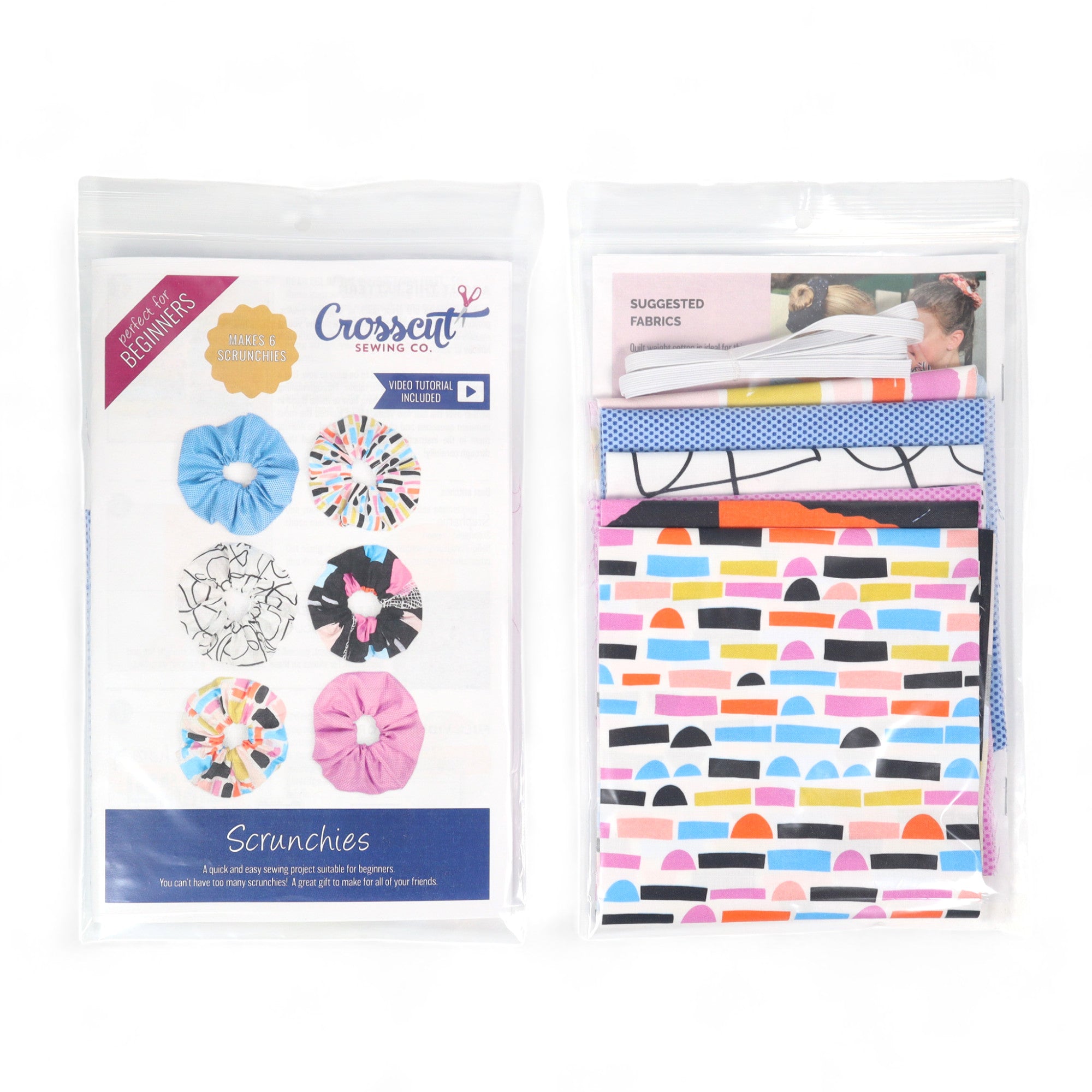 Crosscut Sewing Co. Scrunchie Sewing Kit - Abstract Black