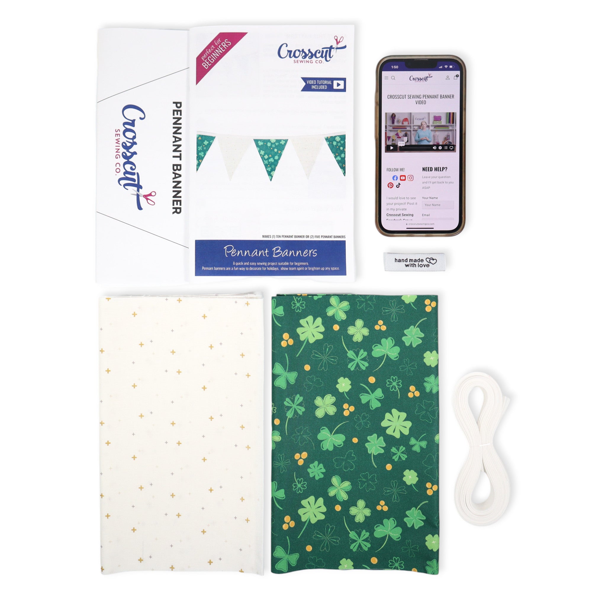 Crosscut Sewing Co. Spring Pennant Banner Sewing Kit Bundle - March, April, May