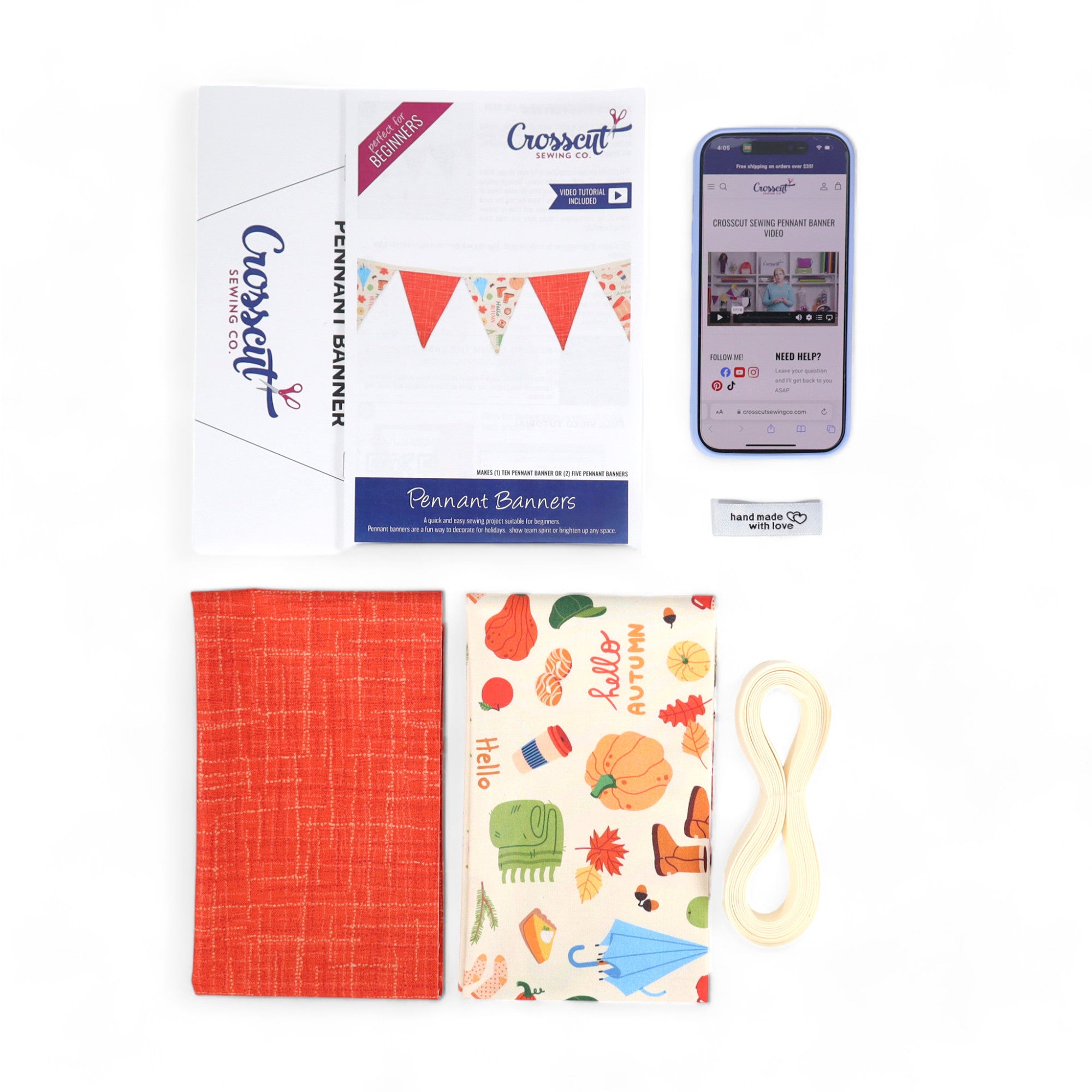 Crosscut Sewing Co. Fall Pennant Banner Sewing Kit Bundle - September, October, November