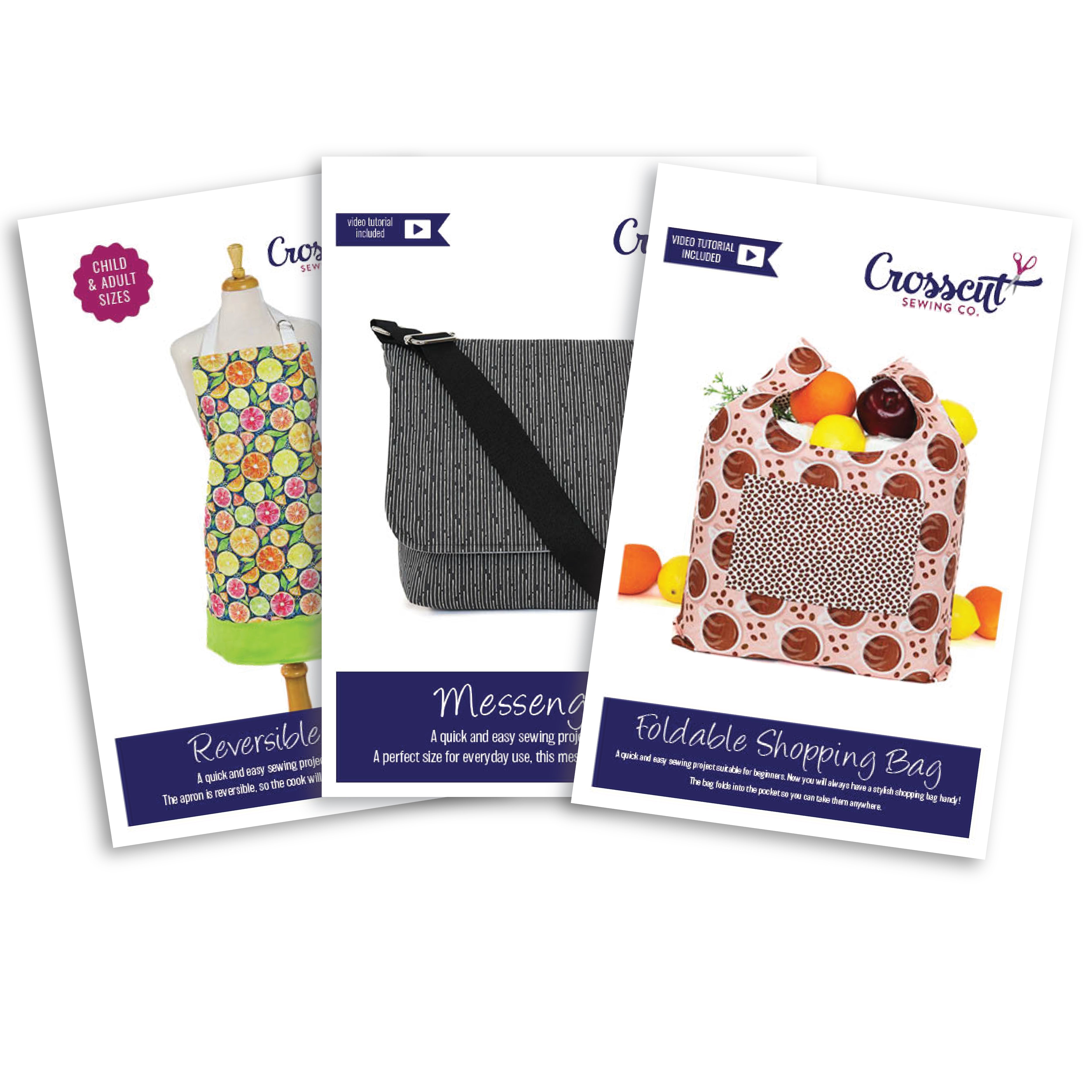 Best Sellers Sewing Kit Bundle - Apron, Messenger Bag and Shopping Tote