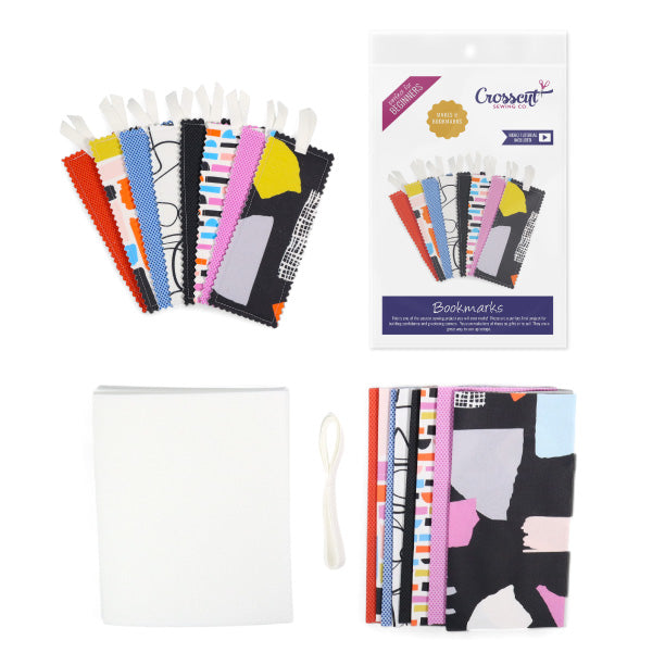 Bookmark Sewing Kit - Abstract Black - Sewing Project Kit with Fabric for Kid or Beginners