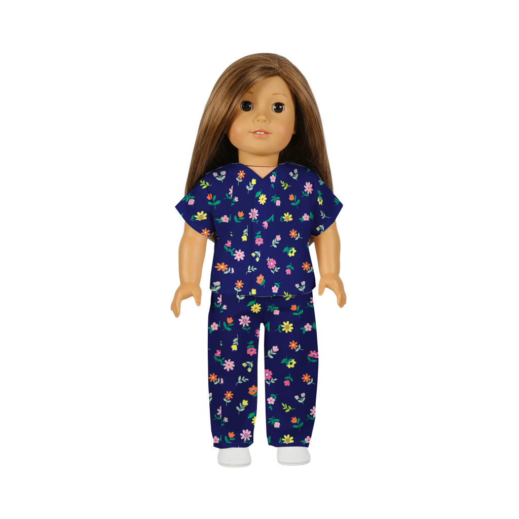 Doll Pajama Sewing Kit Blue Flowers