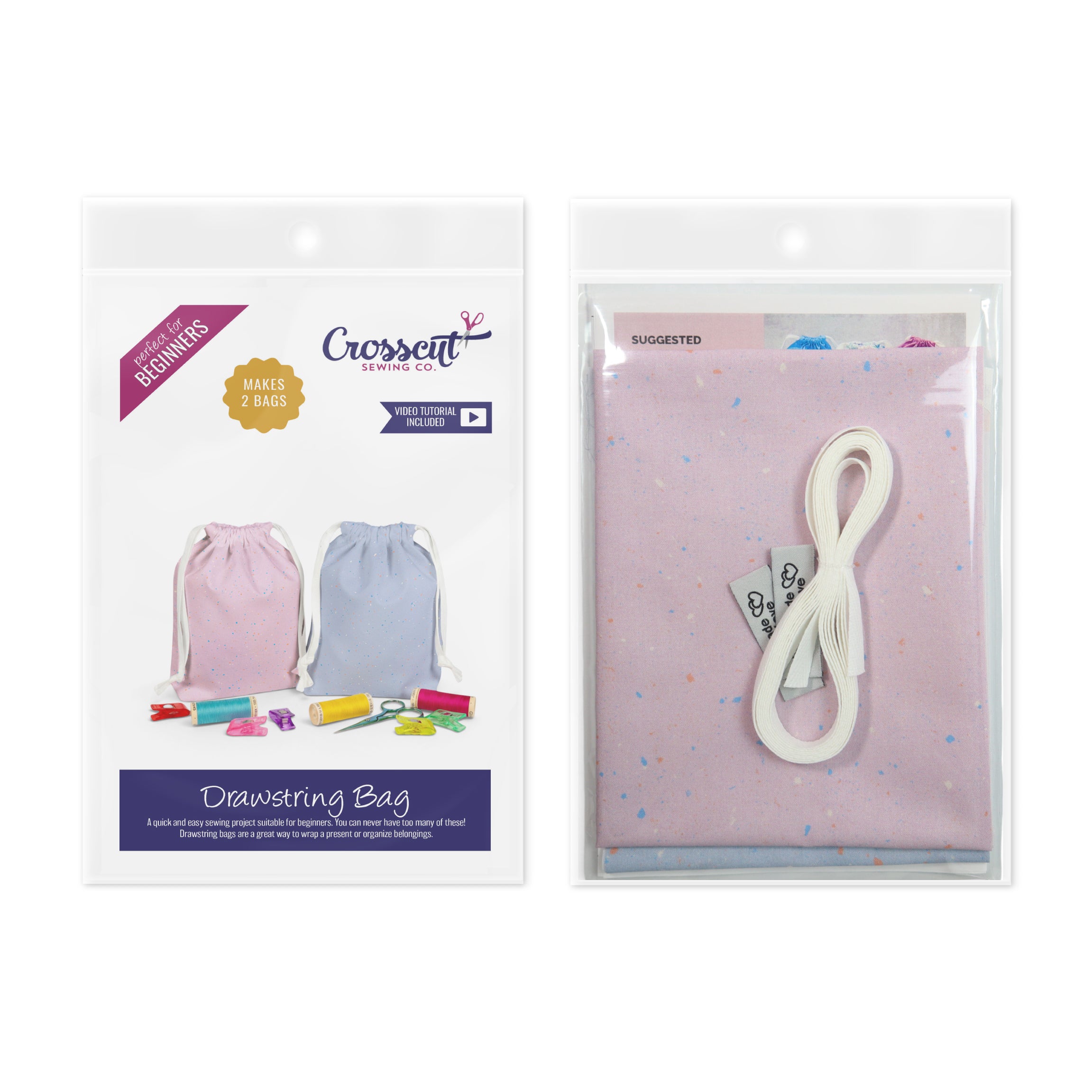 Drawstring Bag Sewing Kit - Makes 2 Bags