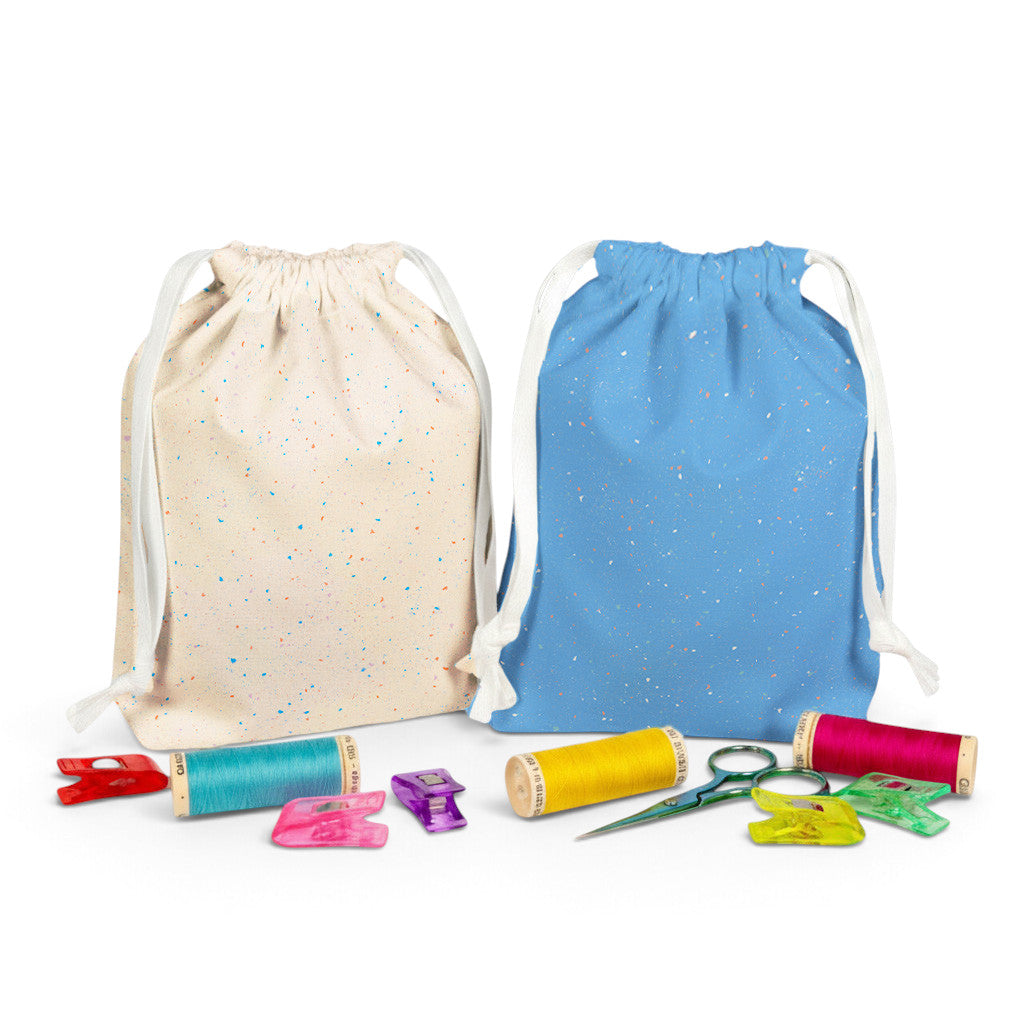 Drawstring Bag Sewing Kit - Makes 2 Bags Blue & Cream
