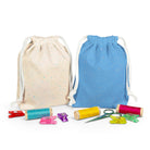 Drawstring Bag Sewing Kit - Makes 2 Bags Blue & Cream