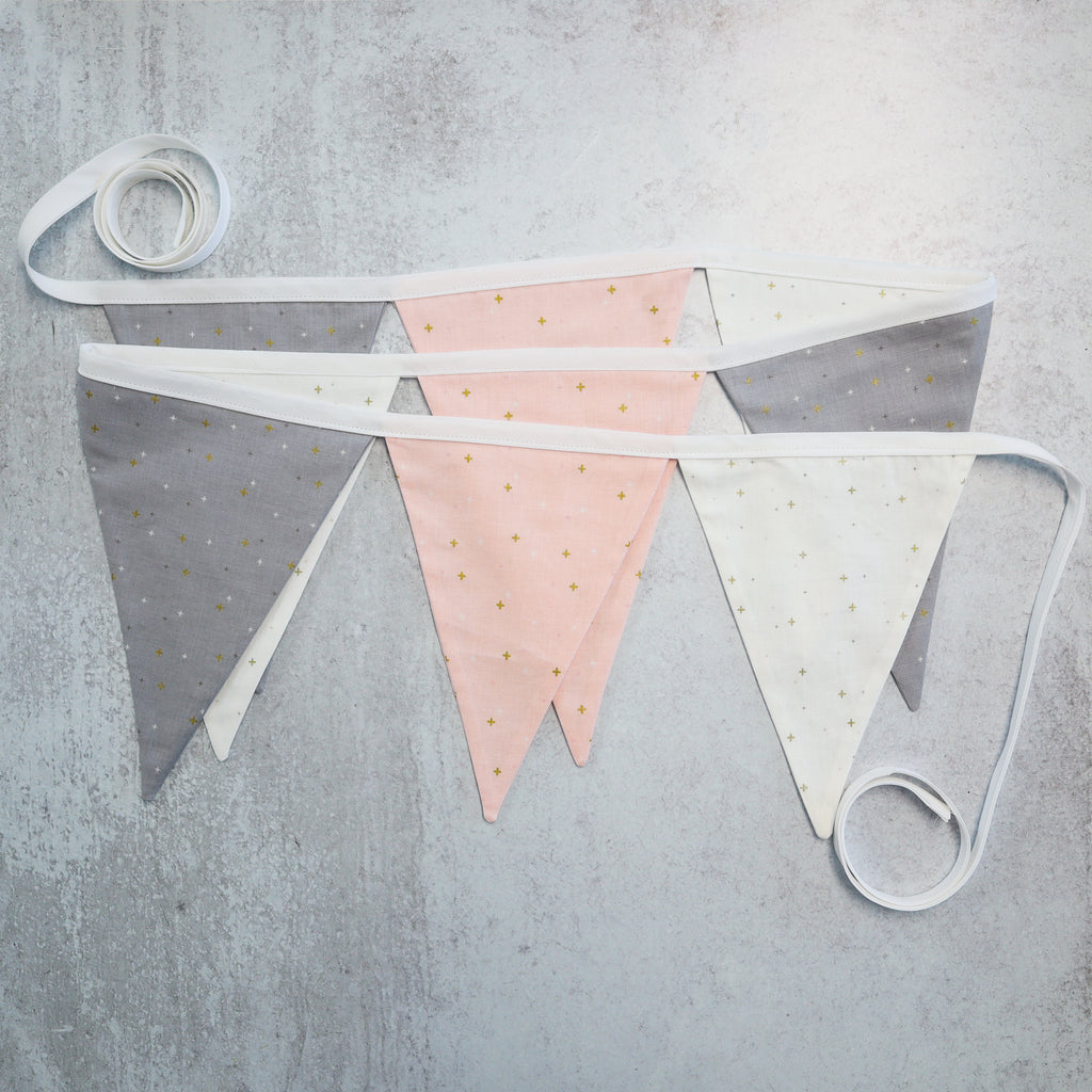 Pennant Banner Sewing Kit - Pink, Gray & White