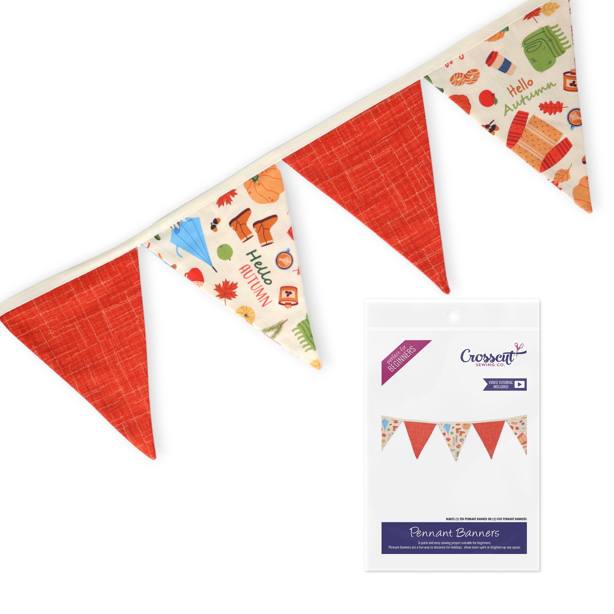 Crosscut Sewing Co. Fall Pennant Banner Sewing Kit Bundle - September, October, November