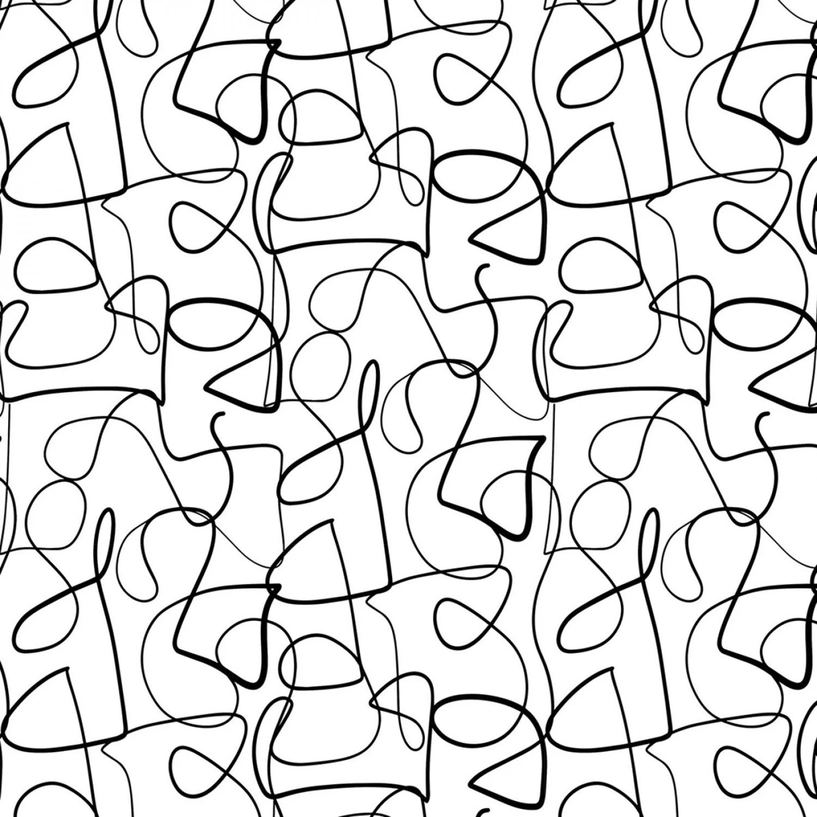 Squiggly Lines Black from Abstract Collage by Ampersand Design Studio for Paintbrush Studio Fabric