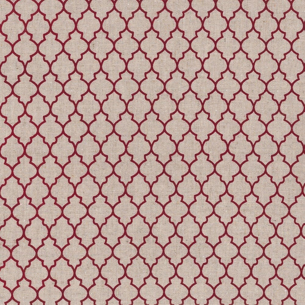 Shabby Chic Linen Red Quatrefoil