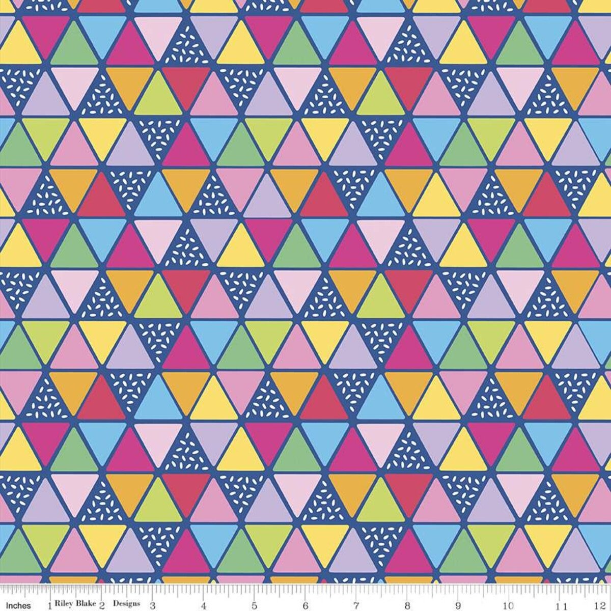Triangles Blue from Rainbowfruit by Amber Kemp-Gerstel for Riley Blake - 1/2 Yard