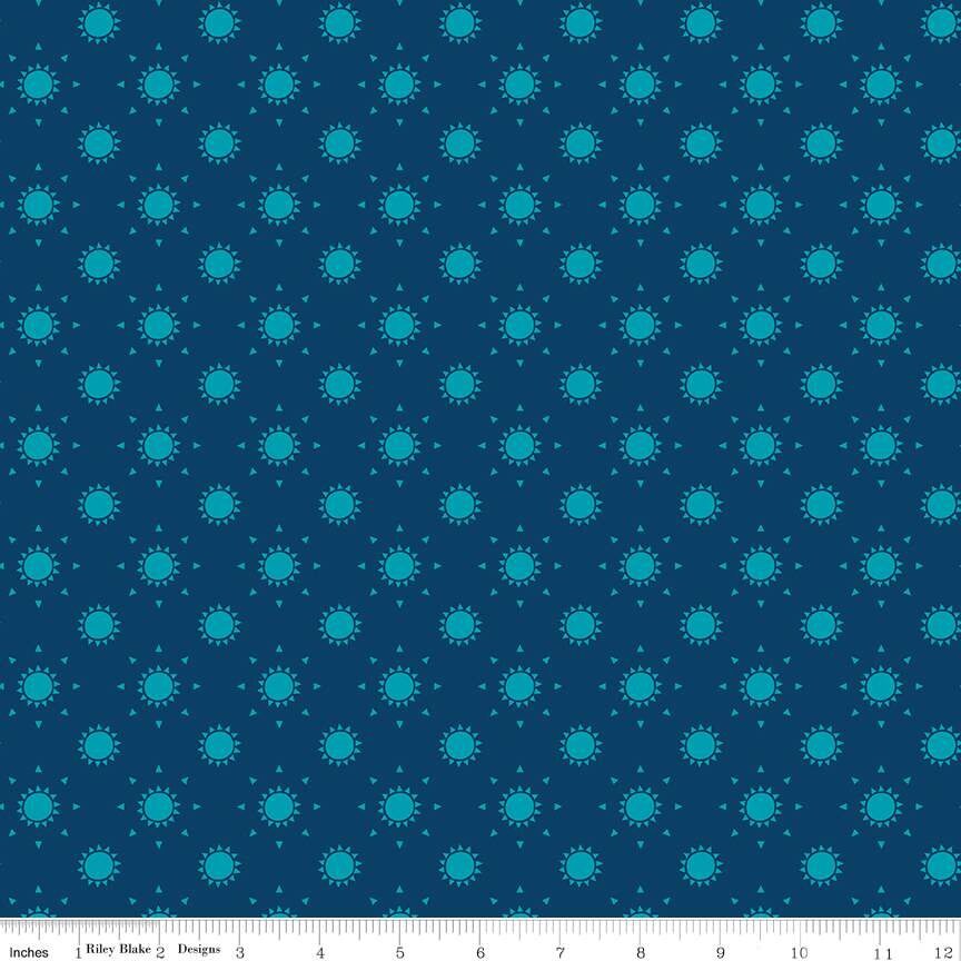 Suns Navy from Sunshine Blvd by Amber Kemp-Gerstel for Riley Blake - 1/2 Yard