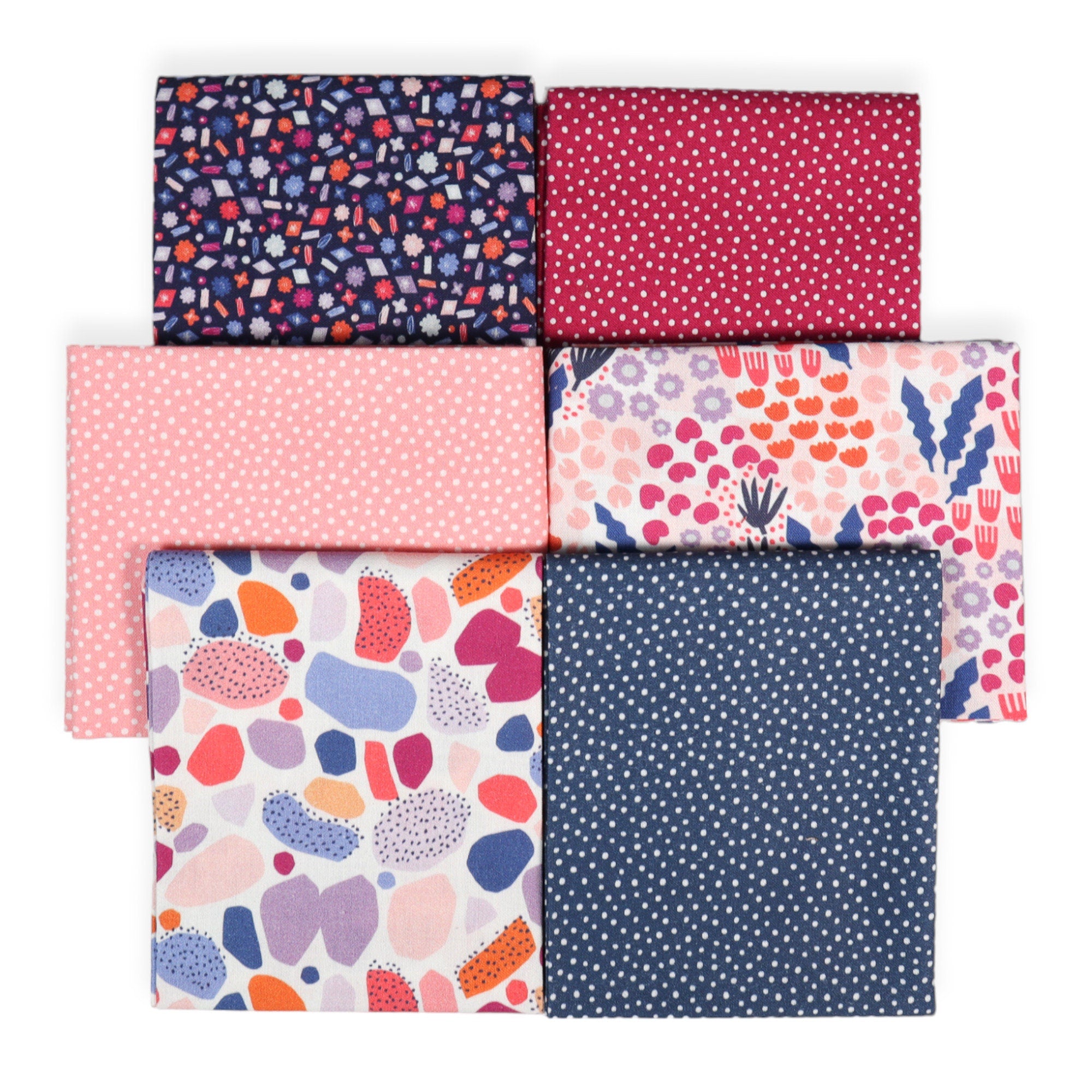 Dark Navy Sunday’s Flowers from Agnes's Garden by Claire Iglesias for Felicity Fabrics - 1/2 Yard, Navy Fabric, Abstract, Modern Fabric