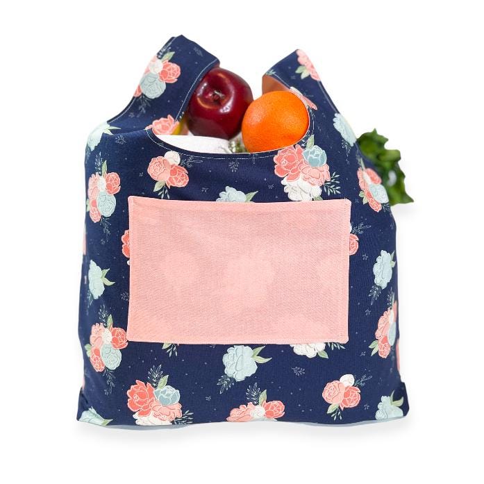 Main Midnight from Daybreak by Fran Gulick for Riley Blake - 1/2 Yard - Navy Blue Floral Fabric, Navy and Pink Fabric by the Yard