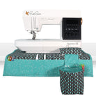 Snips N' Spools from Sewing Circle for Michael Miller Fabrics, 1/2 Yard, Sewing Theme Fabric, Fabric with Thread Spools, Black & Teal Fabric