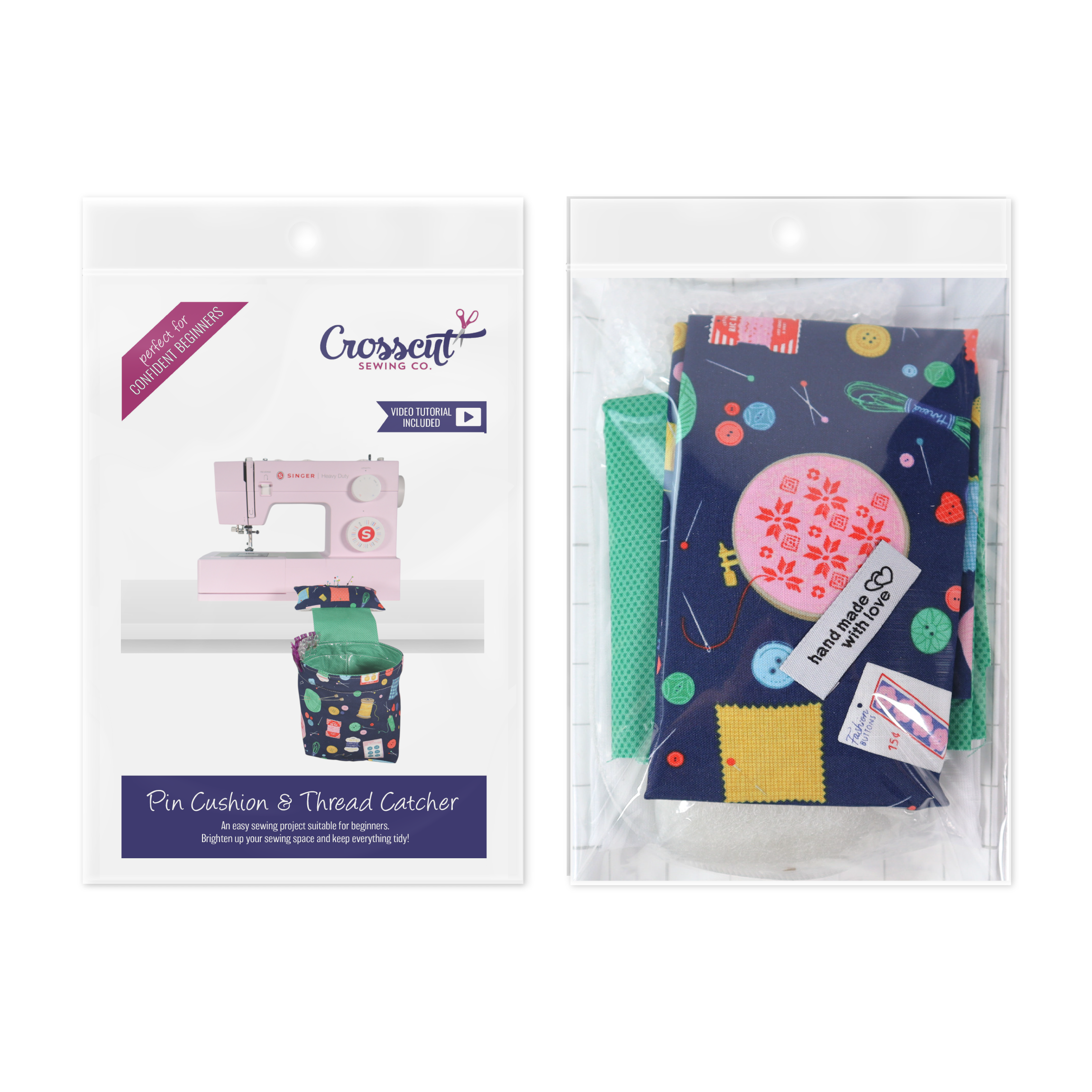 Pin Cushion and Thread Catcher Sewing Kit