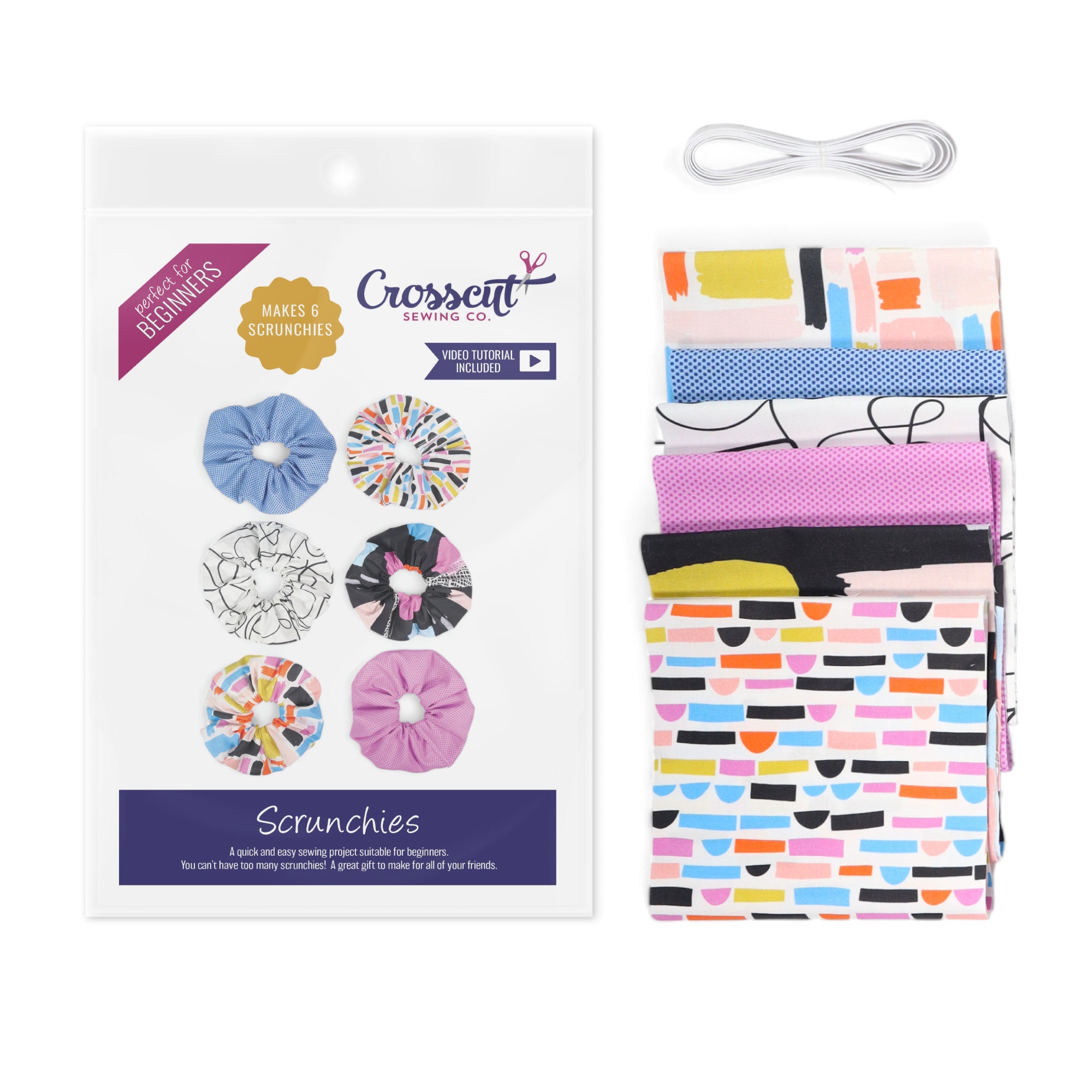 Crosscut Sewing Co. Scrunchie Sewing Kit - Abstract Black