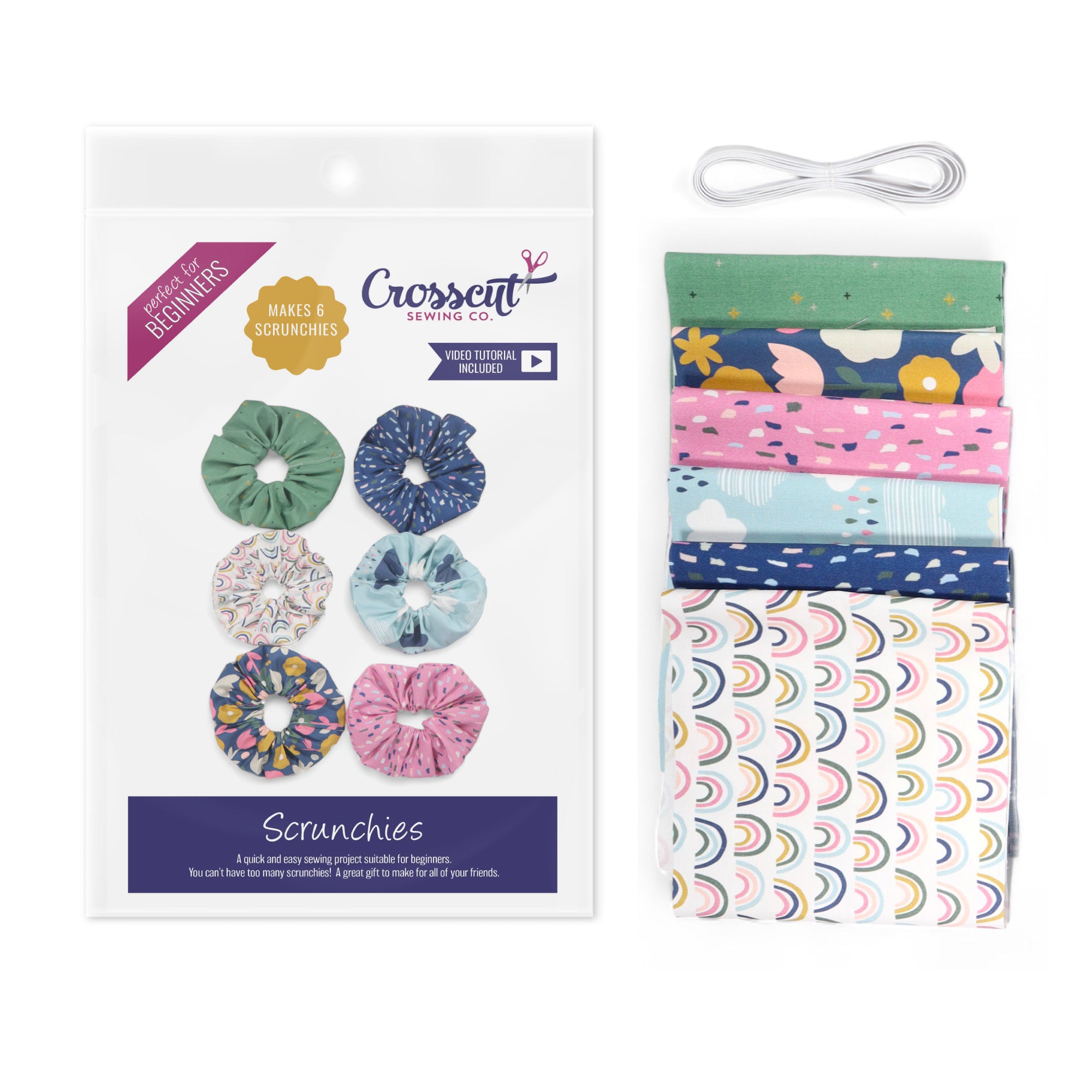 Crosscut Sewing Co. Scrunchie Sewing Kit - Rainbows