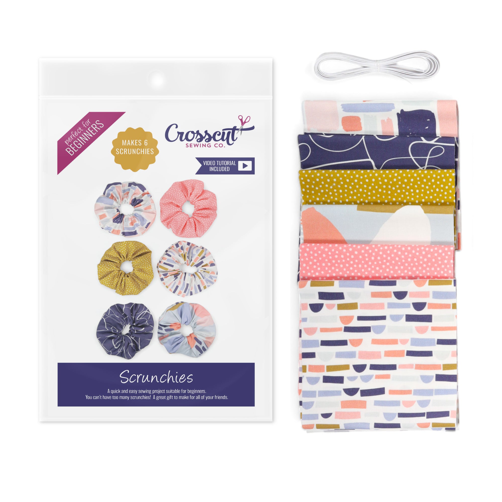 Crosscut Sewing Co. Scrunchie Sewing Kit - Abstract Blue