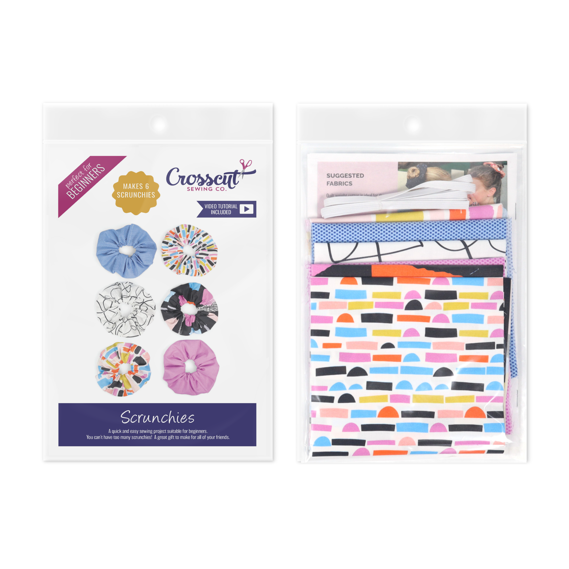 Crosscut Sewing Co. Scrunchie Sewing Kit - Abstract Black