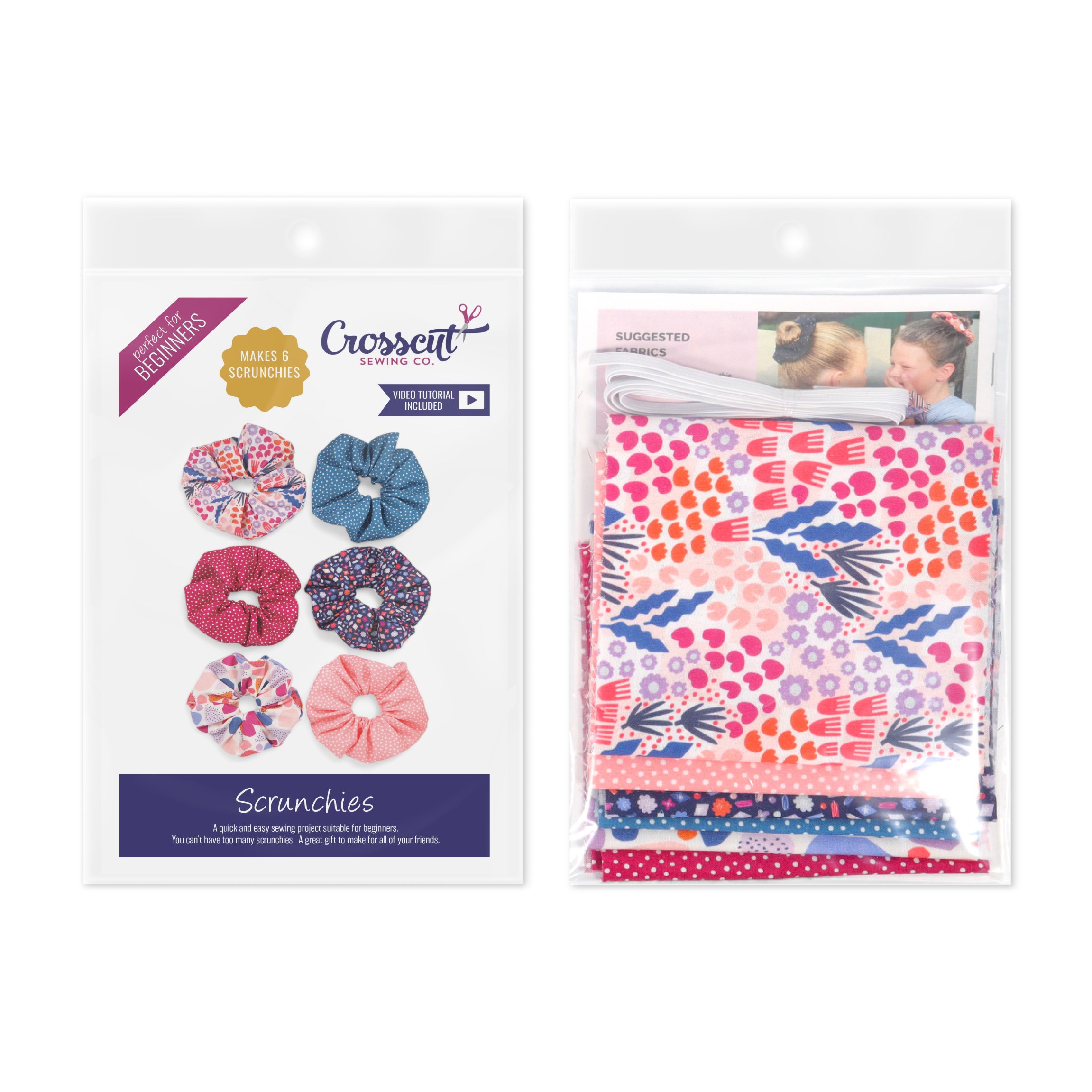 Crosscut Sewing Co. Scrunchie Sewing Kit - Geo Floral