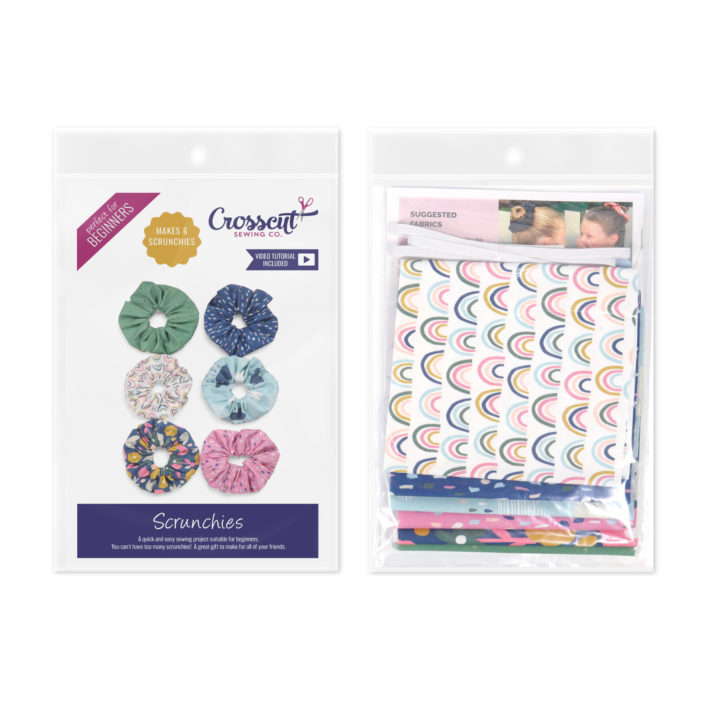 Crosscut Sewing Co. Scrunchie Sewing Kit - Rainbows