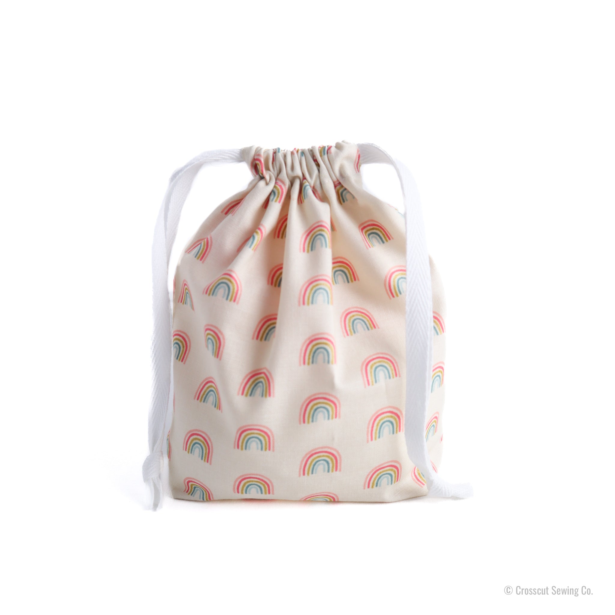 Drawstring Bag Sewing Kit - Rainbows Ivory- Makes 2 Bags