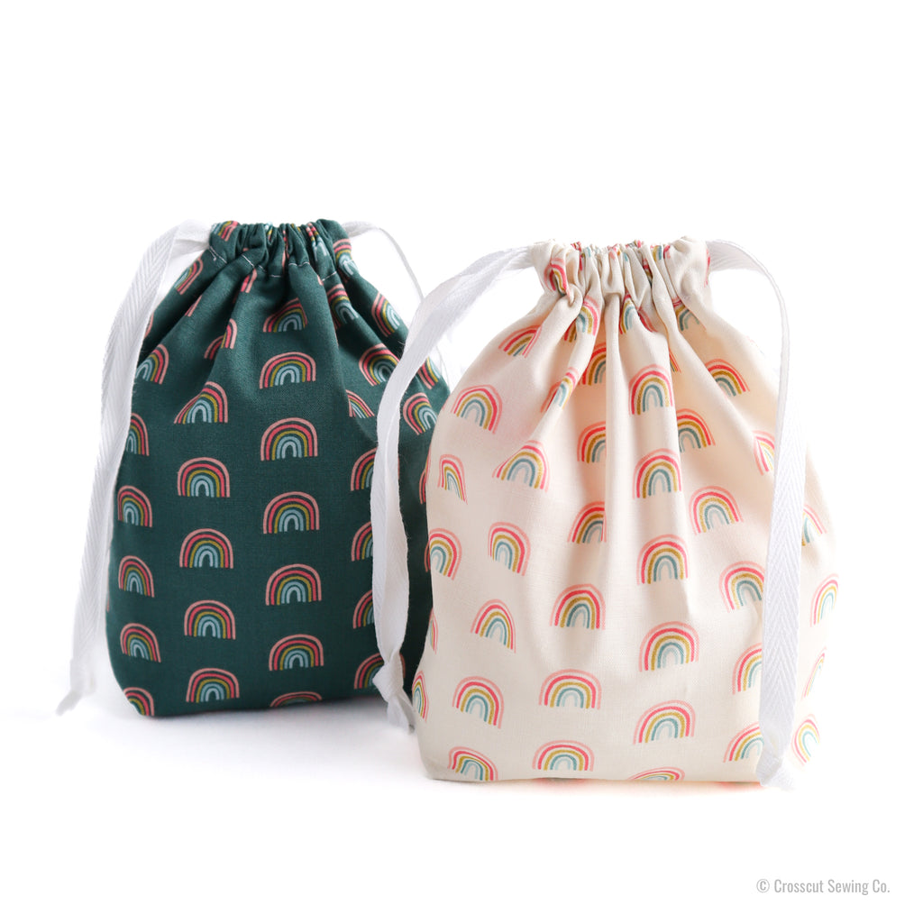Drawstring Bag Sewing Kit - Rainbows Green