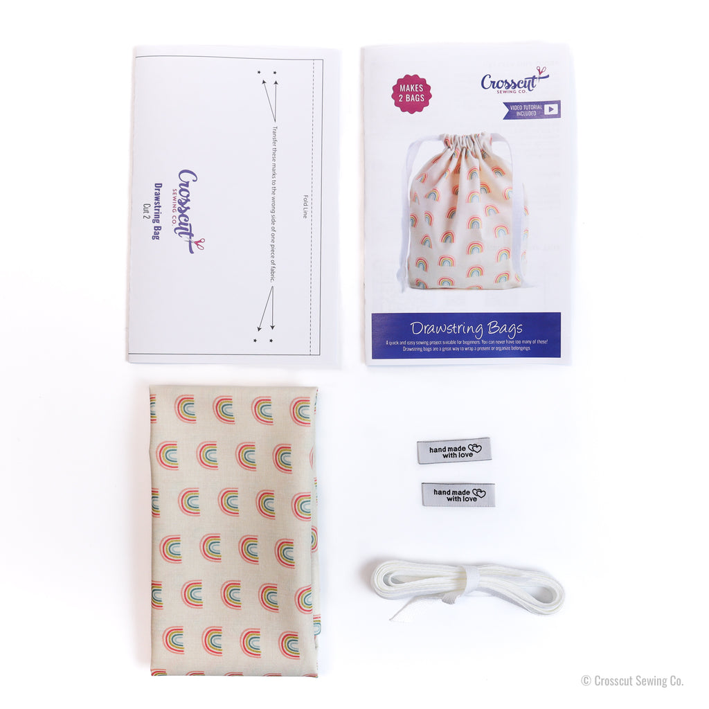 Drawstring Bag Sewing Kit - Rainbows Ivory