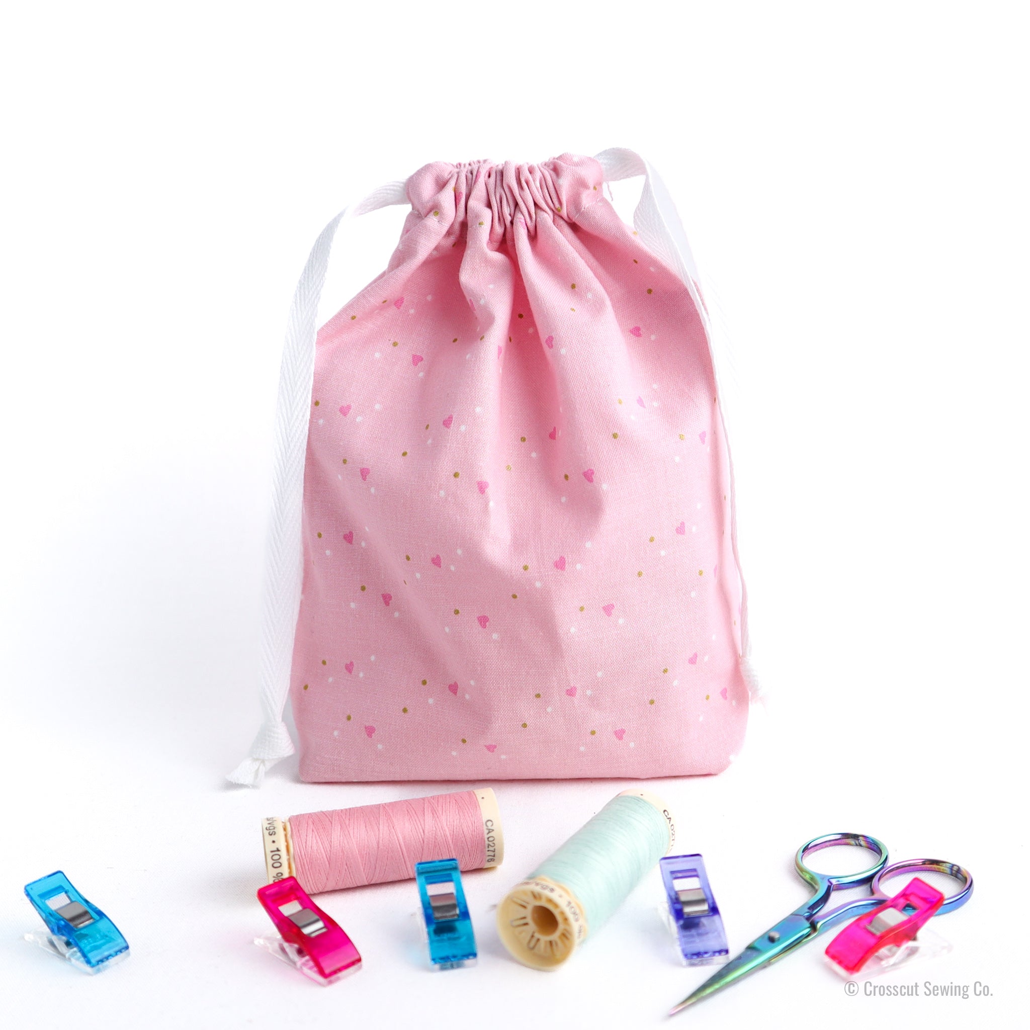 Drawstring Bag Sewing Kit - Hearts- Makes 2 Bags