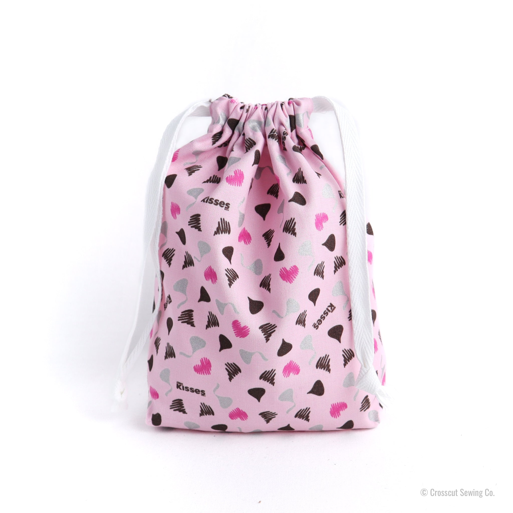 Drawstring Bag Sewing Kit - Kisses Pink- Makes 2 Bags