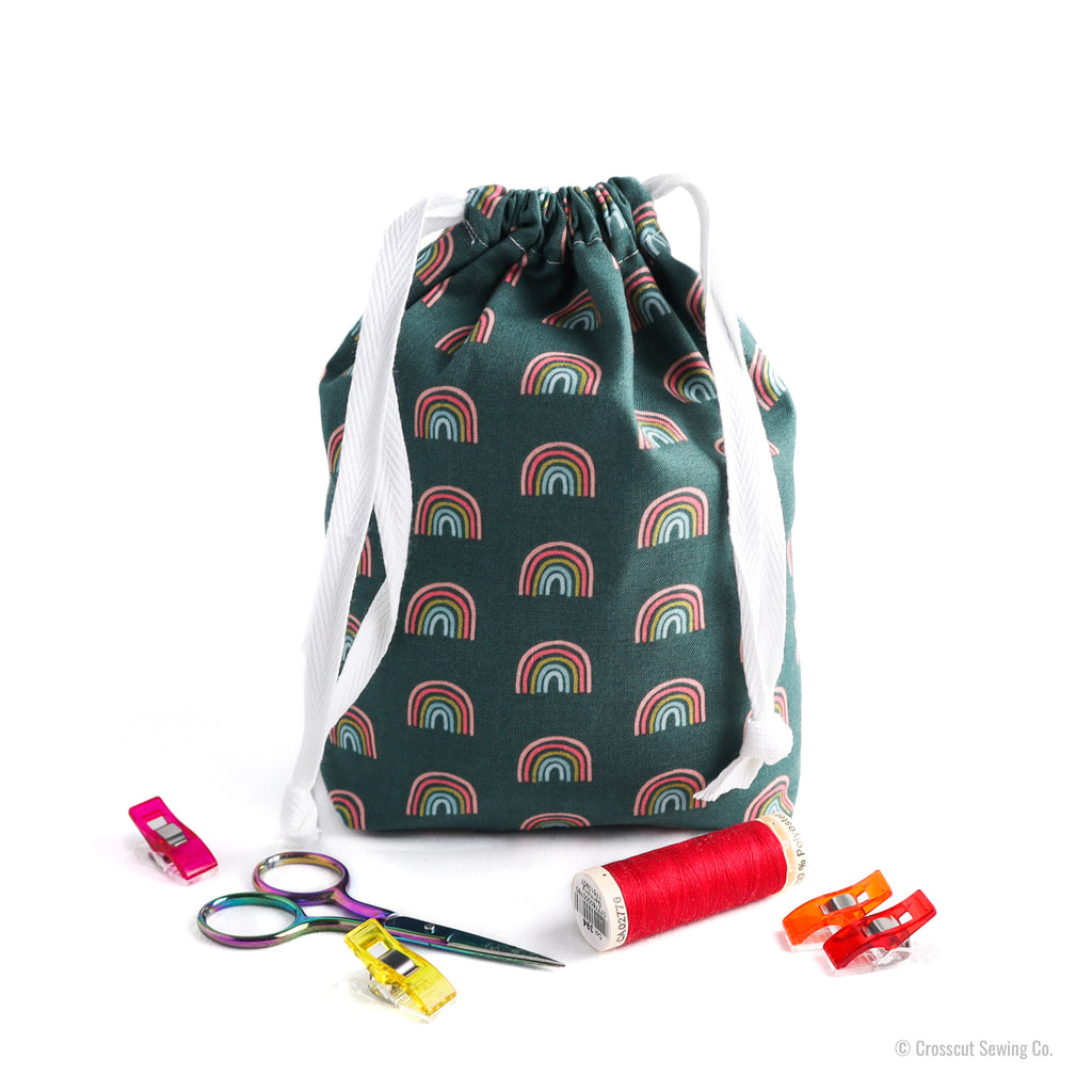 Drawstring Bag Sewing Kit - Rainbows Green