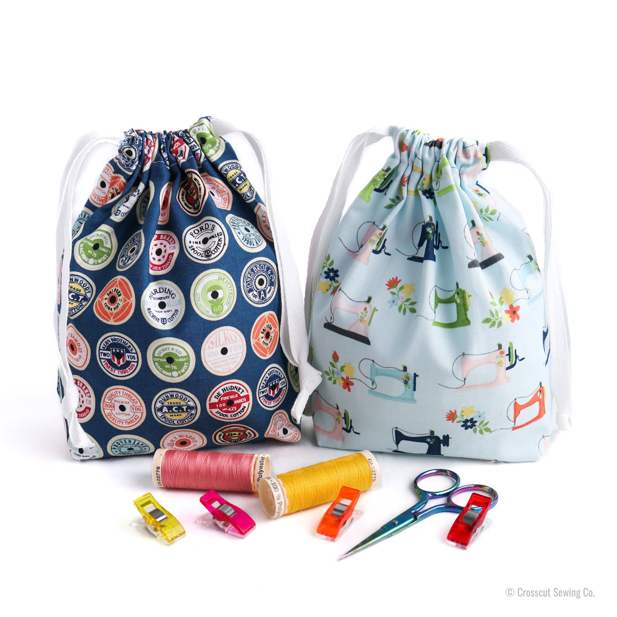 Drawstring Bag Sewing Kit - Spools- Makes 2 Bags