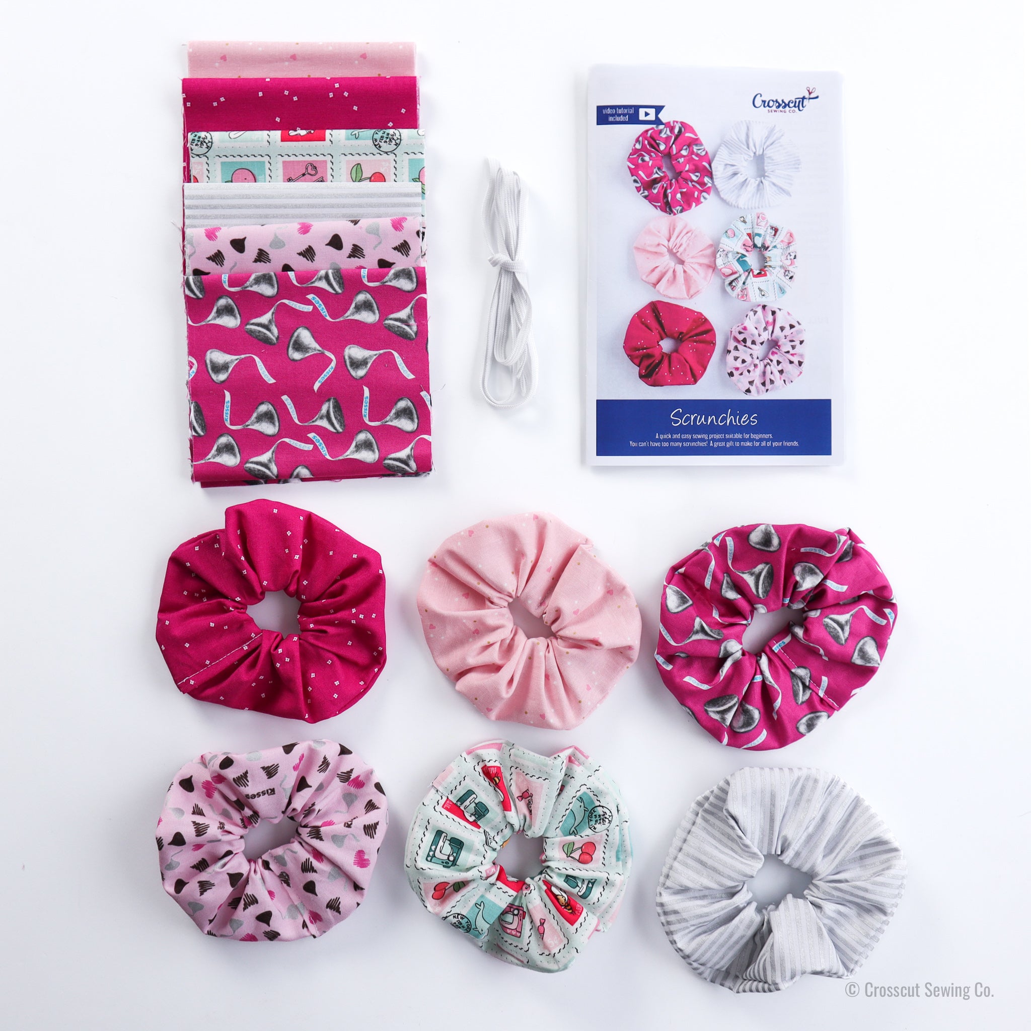 Scrunchie Beginner Sewing Kit - Hearts and Candy