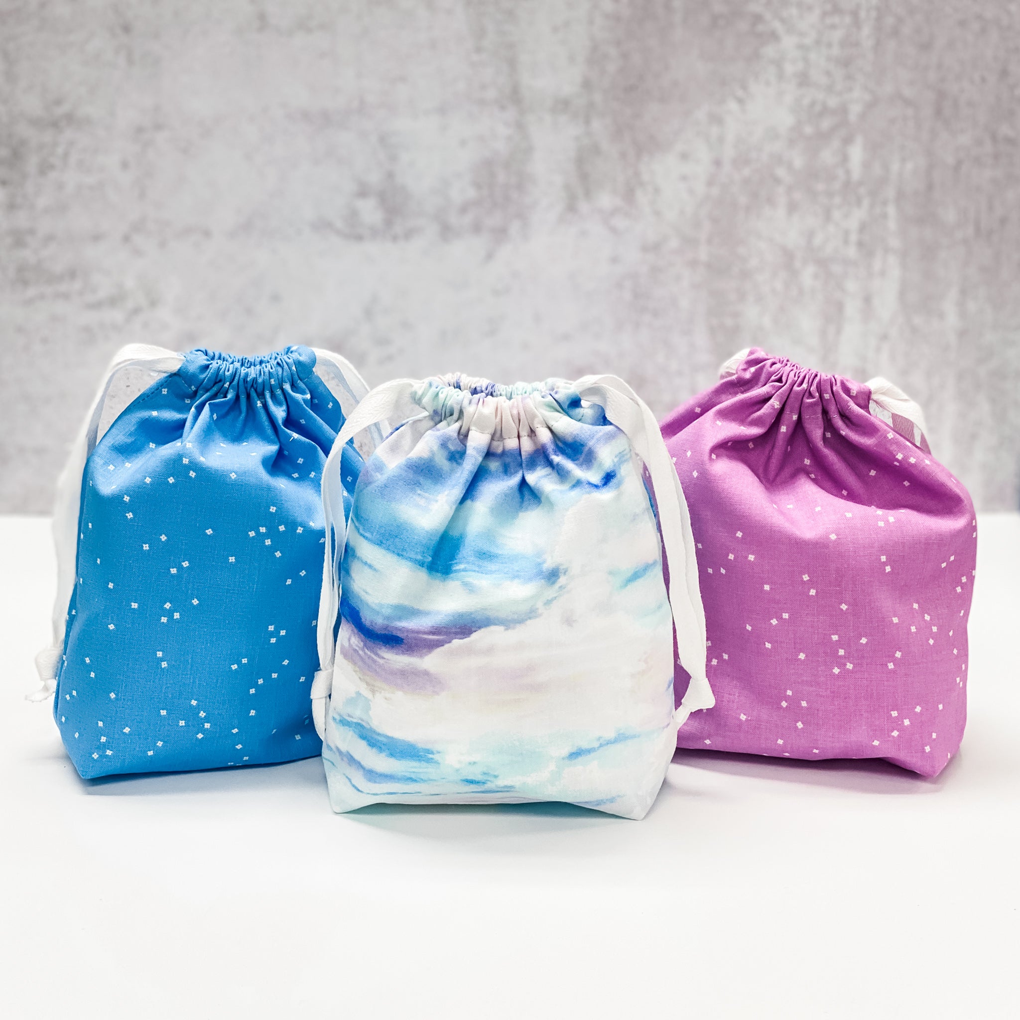 Drawstring Bag Kit - Blue Blossom - Makes 2 Bags