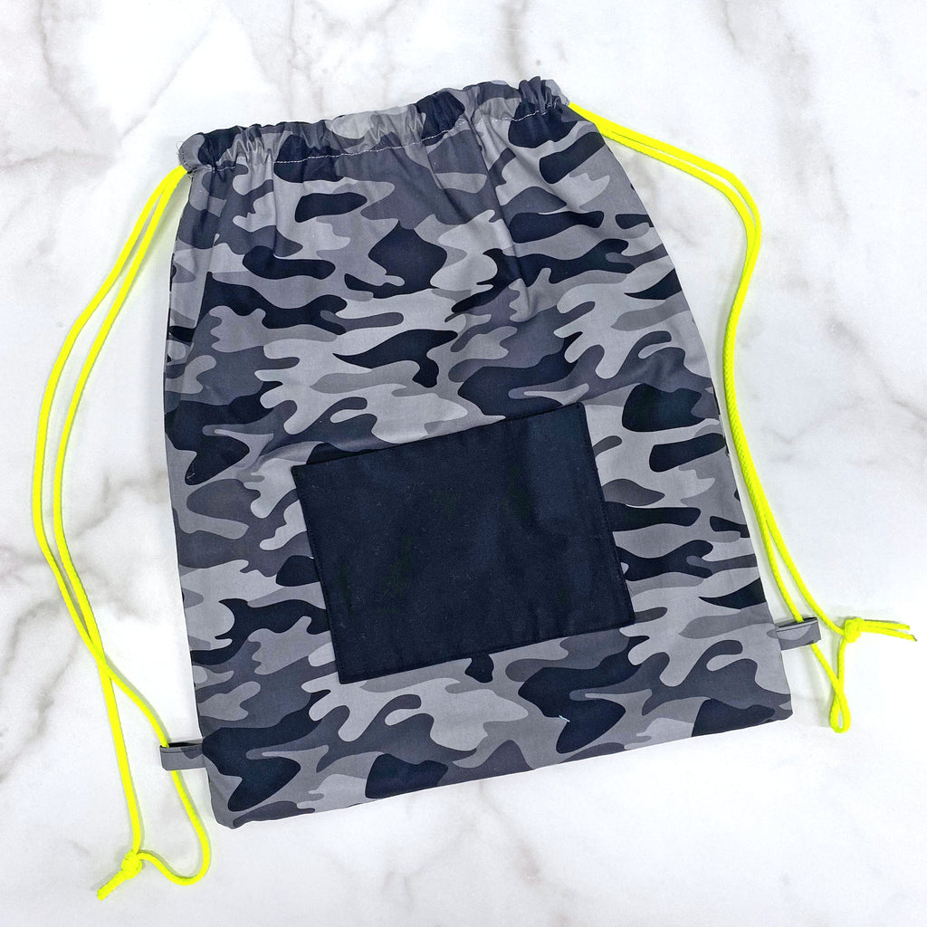 Drawstring Backpack Sewing Kit  - Gray Camo