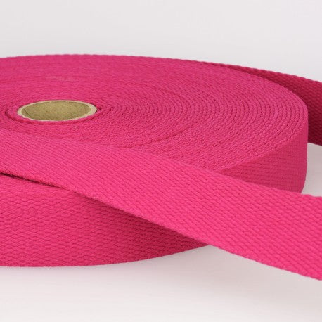 Cotton Canvas Webbing - 25mm Wide - Hot Pink