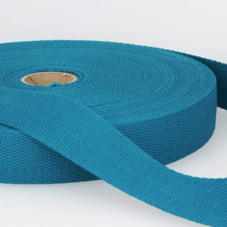 Cotton Canvas Webbing - 25mm Wide - Turquoise