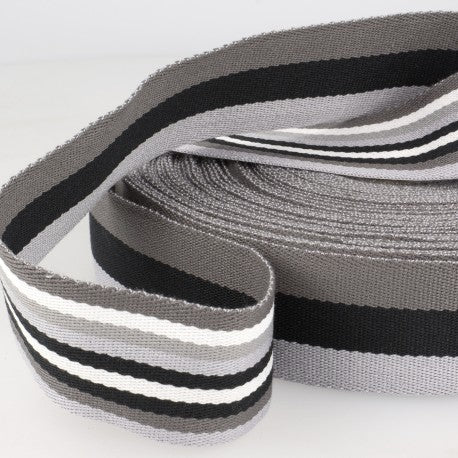 Double-sided Stripes Webbing - 40mm Wide - Gray