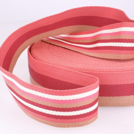 Double-sided Stripes Webbing - 40mm Wide - Pink