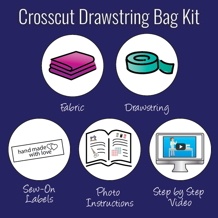 Drawstring Bag Sewing Kit - Hearts- Makes 2 Bags